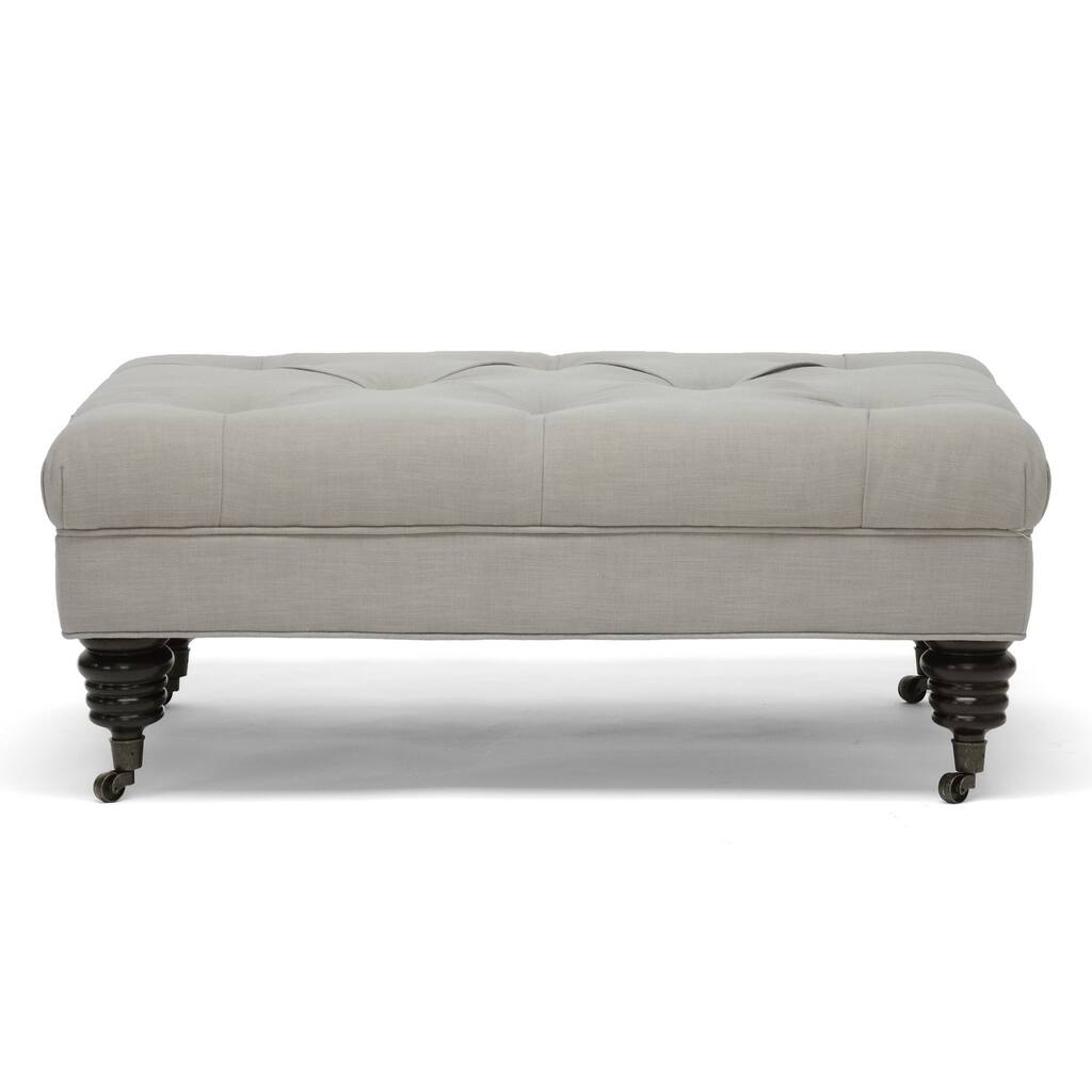 Baxton Studio Bracknell Linen Modern Tufted Ottoman