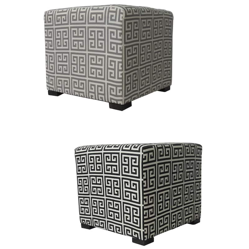 Merton Towers 4-button Tuft Square Ottoman - White/Grey
