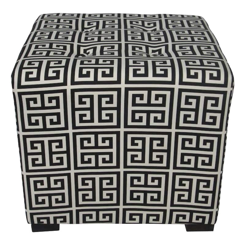 Merton Towers 4-button Tuft Square Ottoman - White/Black