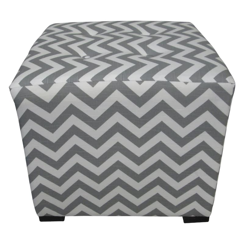 Merton Zig Zag 4-button Tuft Square Ottoman - Grey/Black