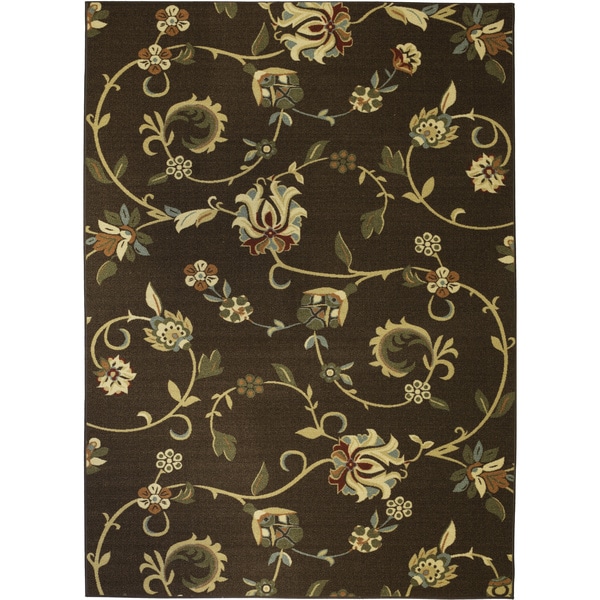 Shop Well Woven Oriental Swirls Nonskid Rubber Backing Brown Area Rug