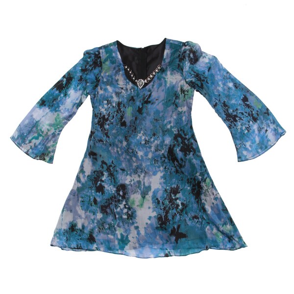 Paulinie Collection Girls' Tie-Dye Long Sleeve Dress