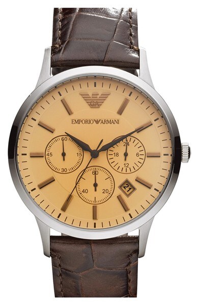 emporio armani watch men's leather strap