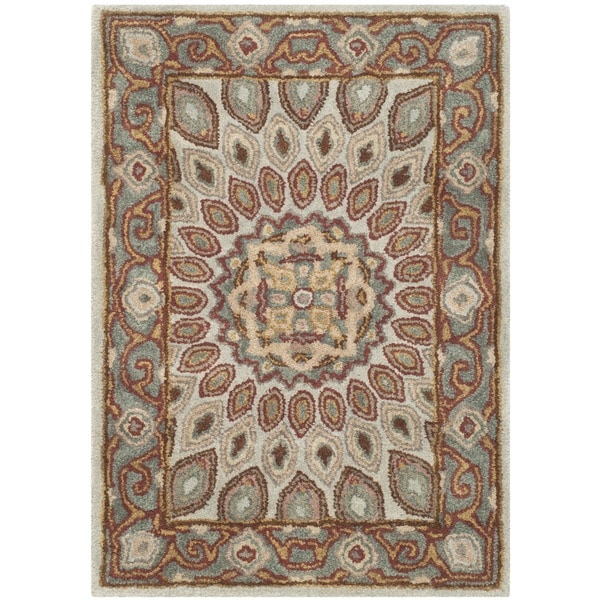 Safavieh Handmade Heritage Timeless Traditional Blue/ Grey Wool Rug - 2' x 3'
