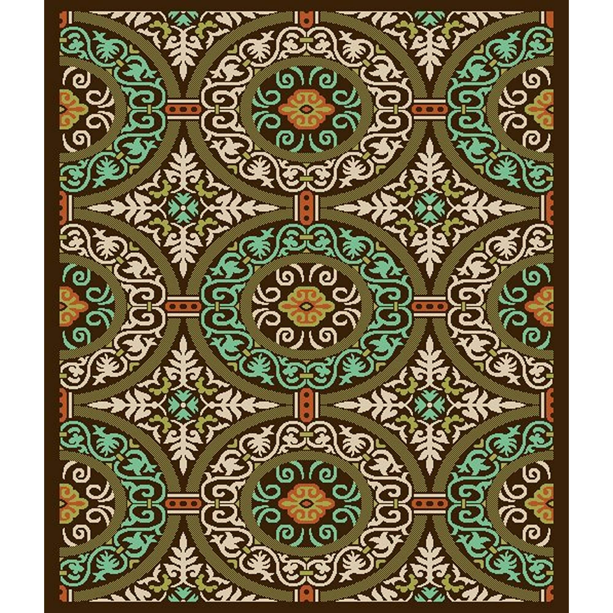 Safavieh Veranda Piled Chocolate Brown/ Aqua Green Rug (53 X 77)