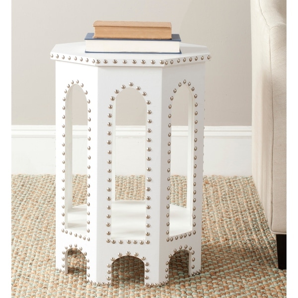 Safavieh Nara White Studded Accent Table - 15.7" x 15.7" x 22"