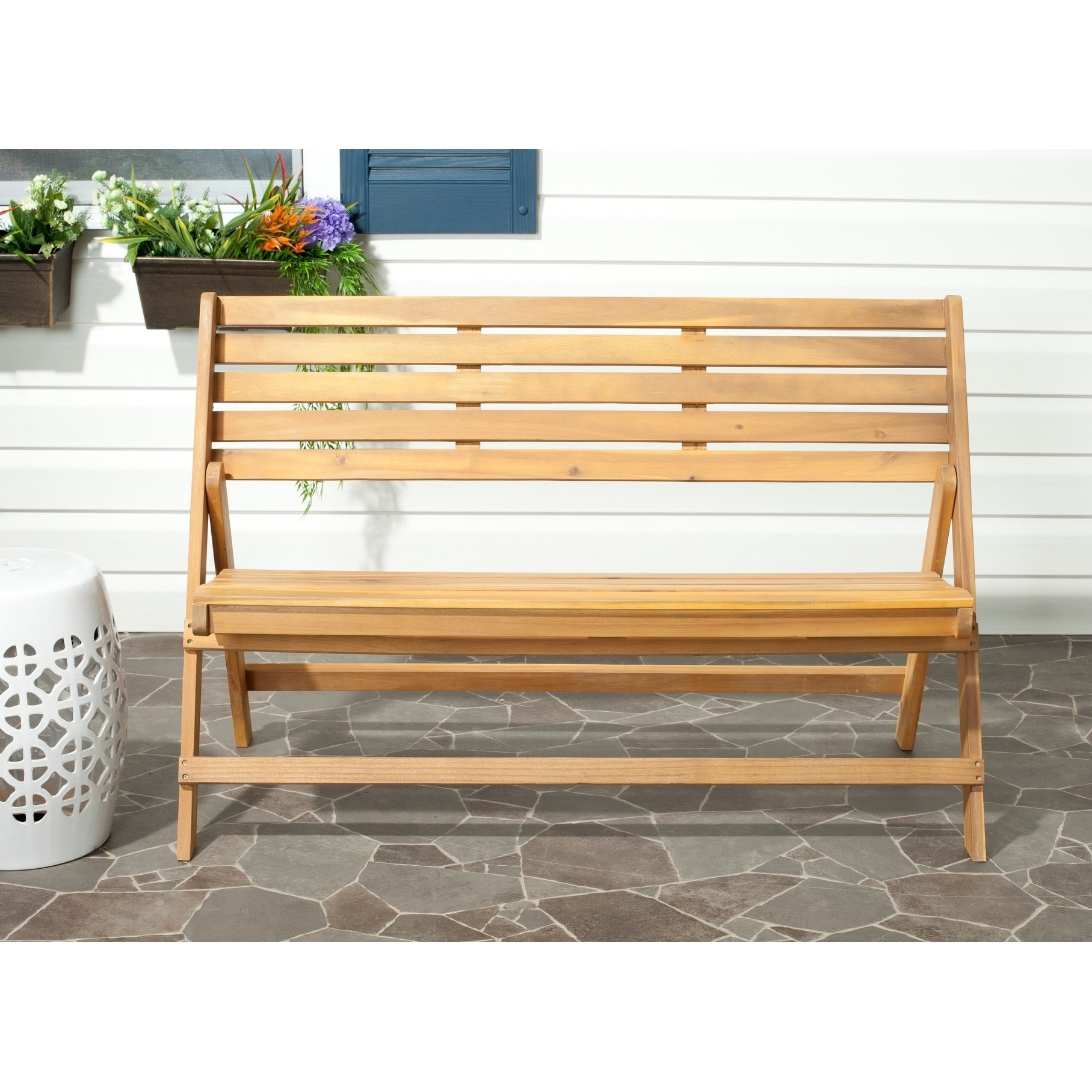 Safavieh Outdoor Luca Brown Folding Bench Today $195.99 Sale $176.39