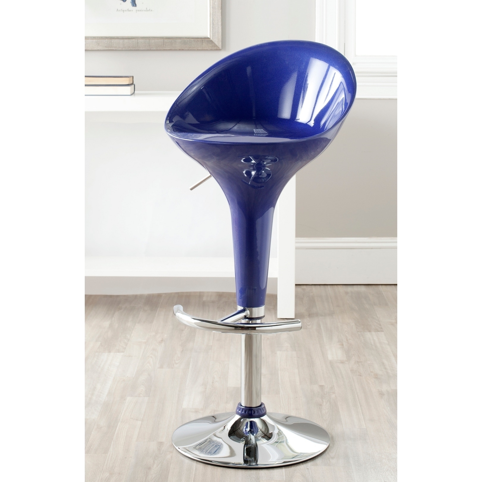 Safavieh Zorab Navy Blue Adjustable Height Swivel Bar Stool