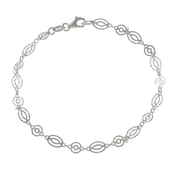 La Preciosa Sterling Silver Oval and Round Designed Link Bracelet La Preciosa Sterling Silver Bracelets