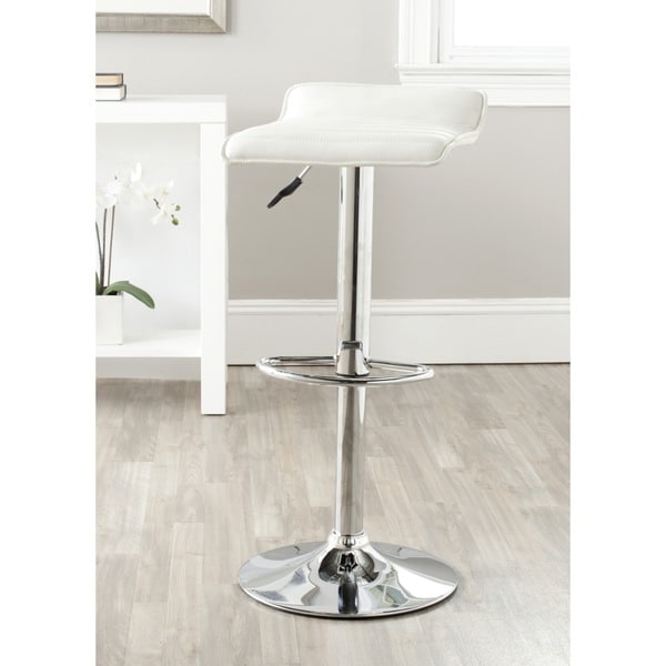 Safavieh Kemonti White Adjustable Height Swivel Bar Stool Safavieh Bar Stools