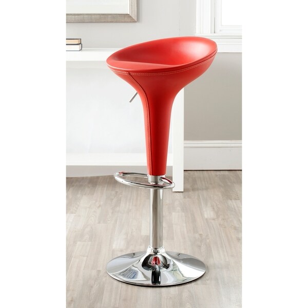 Safavieh Shedrack Red Adjustable 23-32-inch Swivel Bar Stool - 17.5" x 15.8" x 26.4"