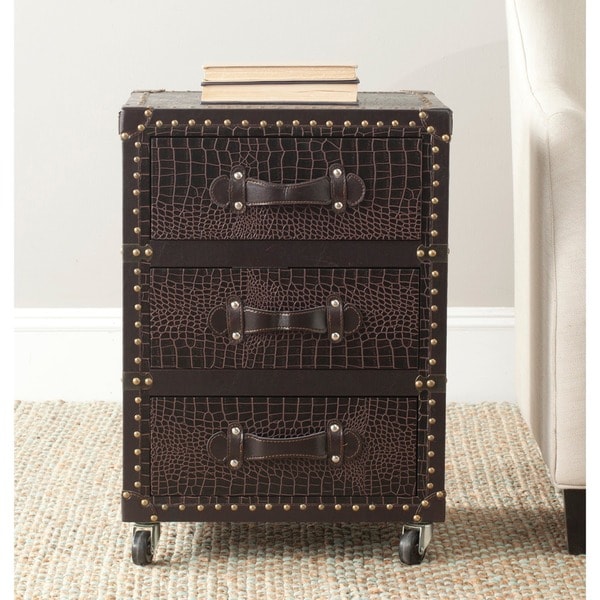 Safavieh Llyoyd Storage Brown 3 Drawer Rolling Chest   15254366