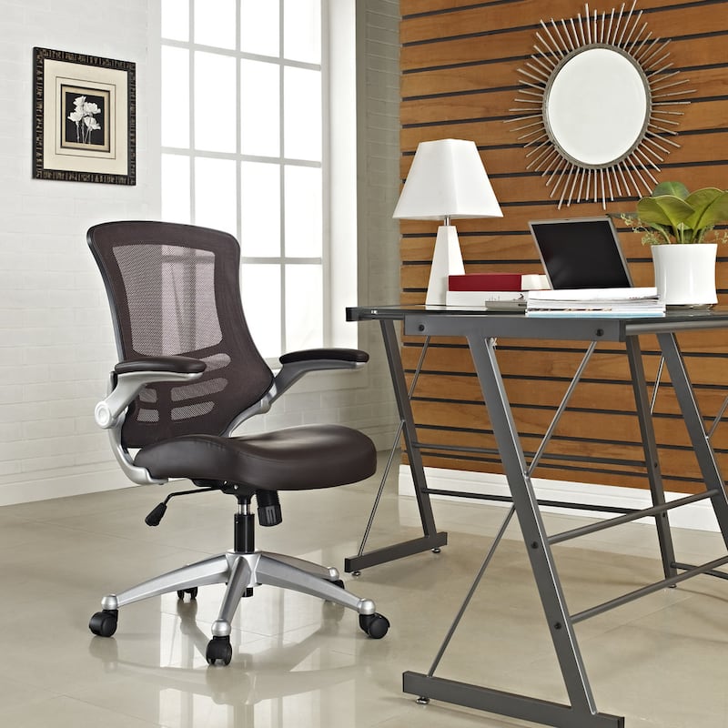 Porch & Den Williamsburg Mesh Back and Leatherette Seat Office Chair