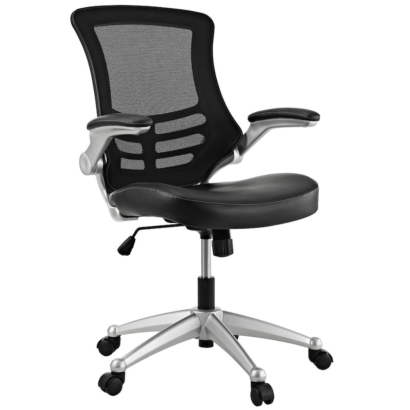 Porch & Den Williamsburg Mesh Back and Leatherette Seat Office Chair - Black