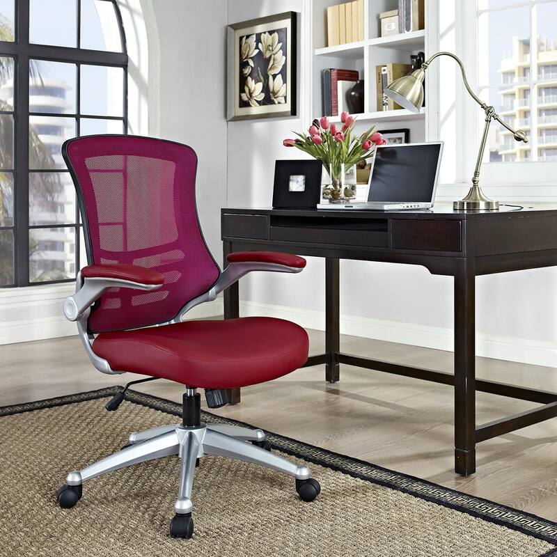 Porch & Den Williamsburg Mesh Back and Leatherette Seat Office Chair
