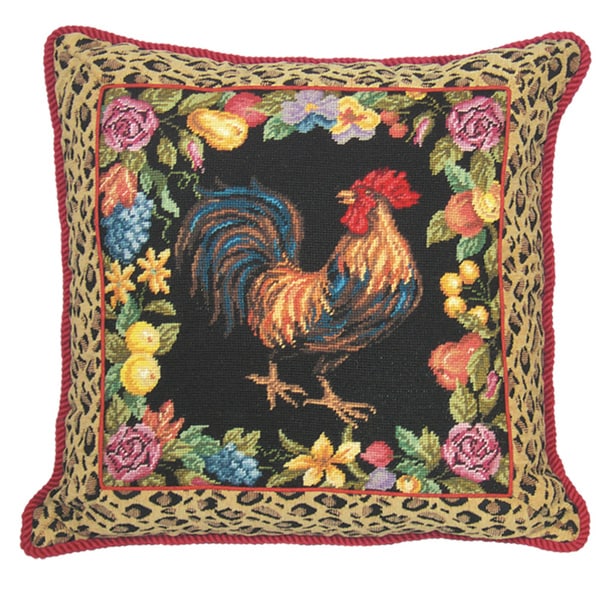 Rooster with Leopard Needlepoint Decorative Throw Pillow - Free ...