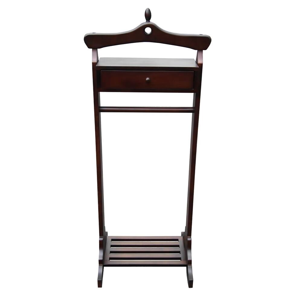 D-Art Mahogany Finish Royal Valet Coat Hanger Rack Stand