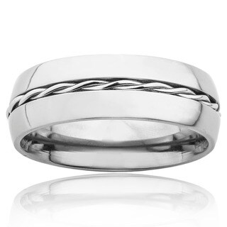 Shop Titanium Rope Twist Inlay Center Ring - Free Shipping On Orders ...