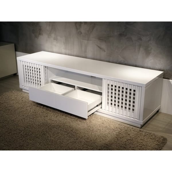 Shop Furnitech Contemporary High Gloss White Lacquer Tv Stand