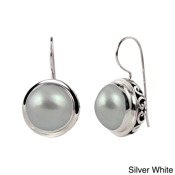 Sterling Silver Mabe Pearl Balinese Earrings 14 15 Mm Free Sterling Silver Mabe Pearl Balinese Earrings 14 15 Mm