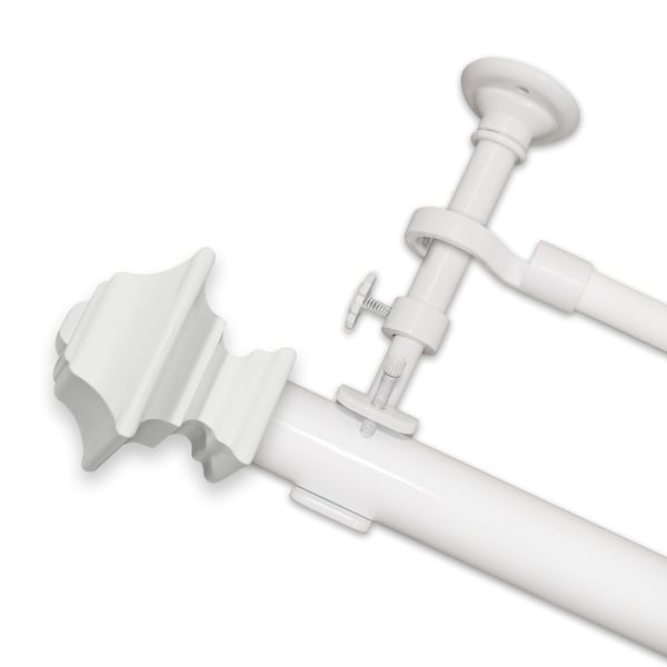 Optima Foray White Double Curtain Rod Set Curtain Hardware