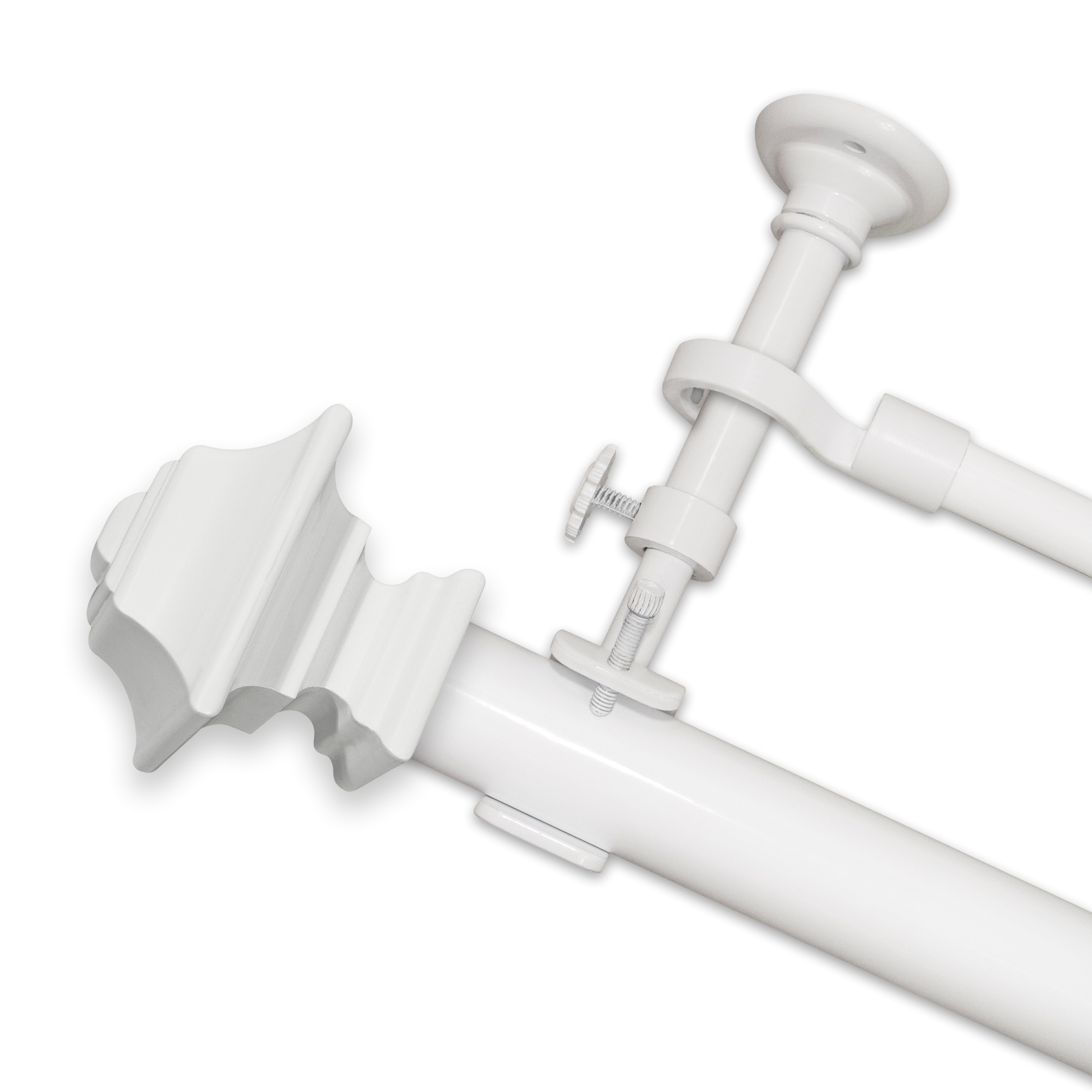 Optima Foray White Double Curtain Rod Set