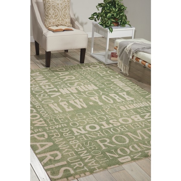 Waverly Sun N' Shade Pattern Destinations Wasabi Area Rug by Nourison (10' x 13') - 10' x 13'