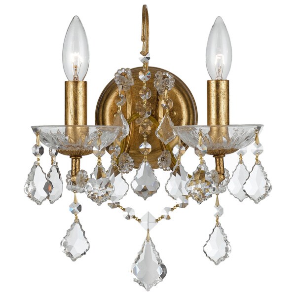 Shop Crystorama Filmore Collection 2-light Antique Gold Wall Sconce ...