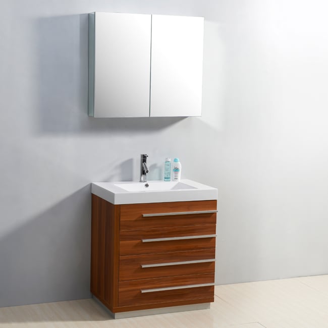 Virtu Bailey 30 inch Single sink 4 drawer Vanity Set Plum Size Single Vanities