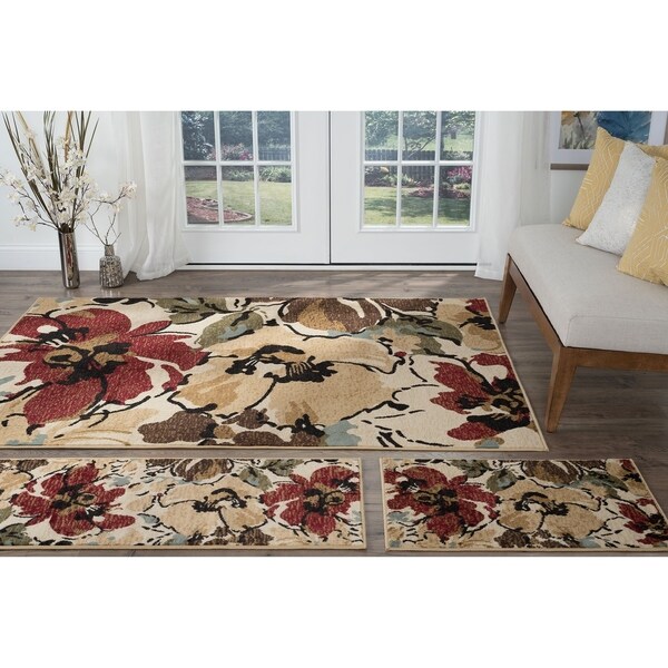 Alise Lagoon Beige 3-piece Area Rug Set - 5' x 7'