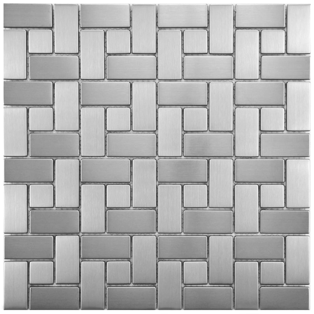 Somertile Anvil 11.75x11.75 in Spiral Stainless Steel Over Porcelain Mosaic Wall Tile (pack Of 10)