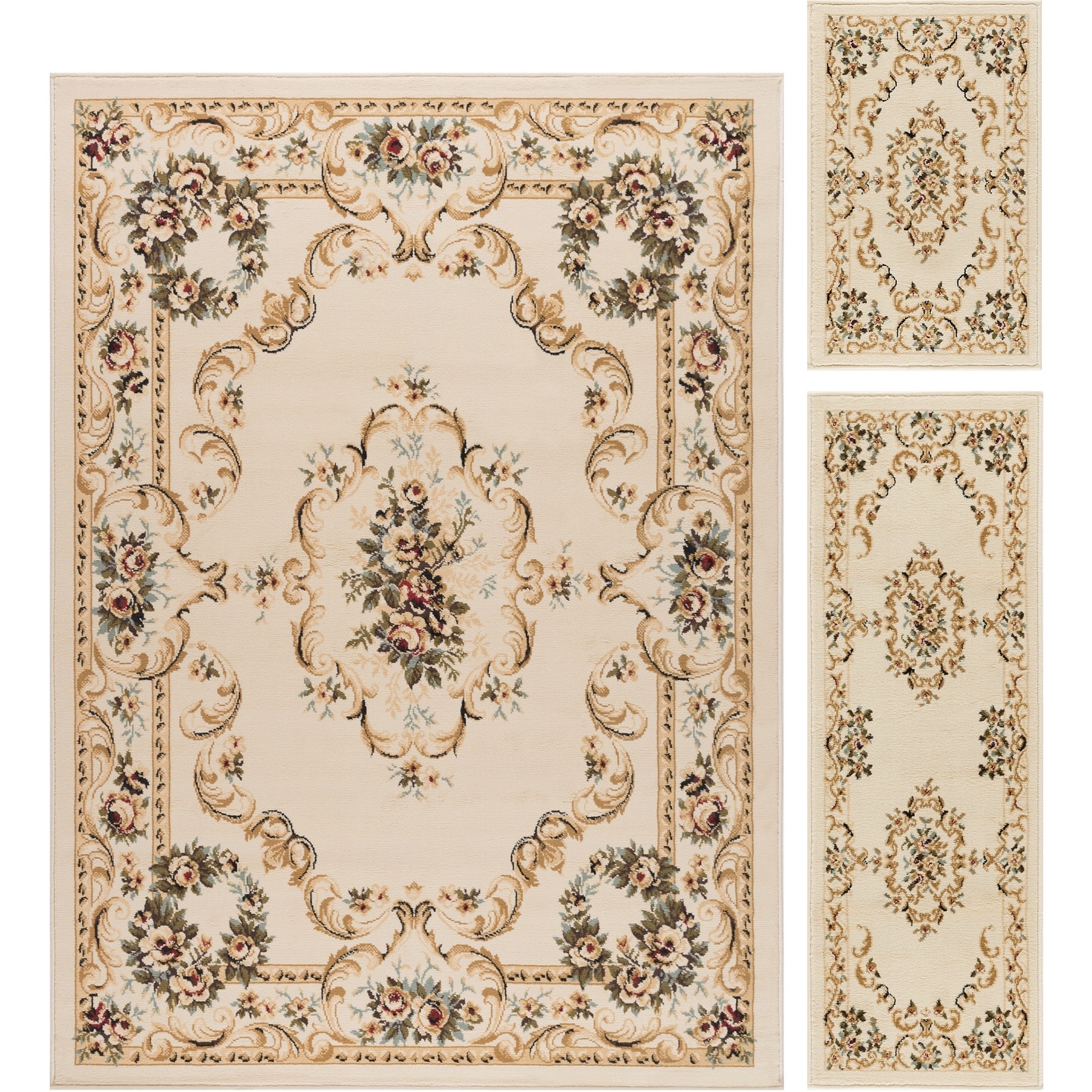 Lagoon 3 piece Beige Traditional Area Rug Set