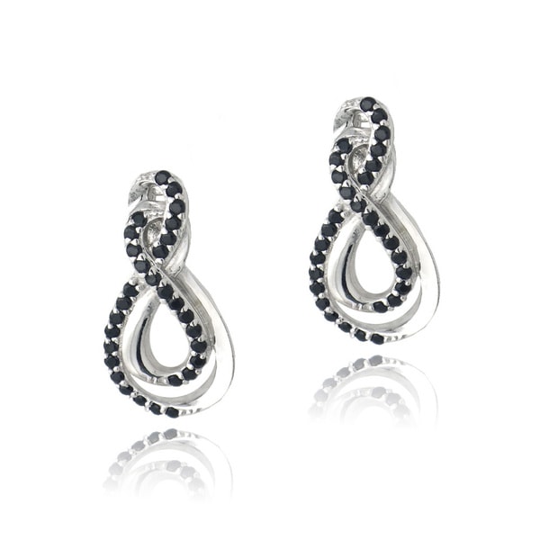 Glitzy Rocks Sterling Silver Black Spinel Infinity Earrings Glitzy Rocks Gemstone Earrings