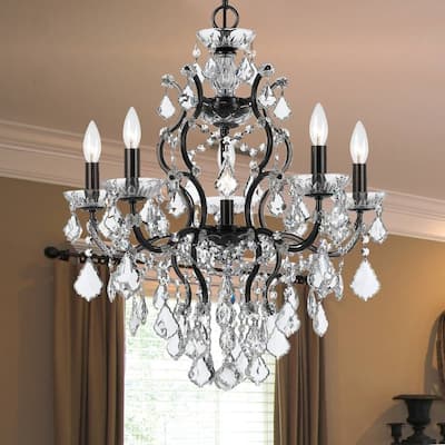 6-light Vibrant Bronze/ Crystal Chandelier
