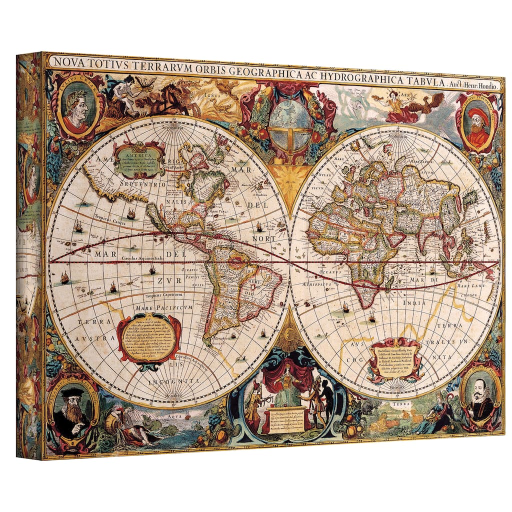 Henricus Hondius 'A New and Accurate Map of the World' Gallery-wrapped Canvas
