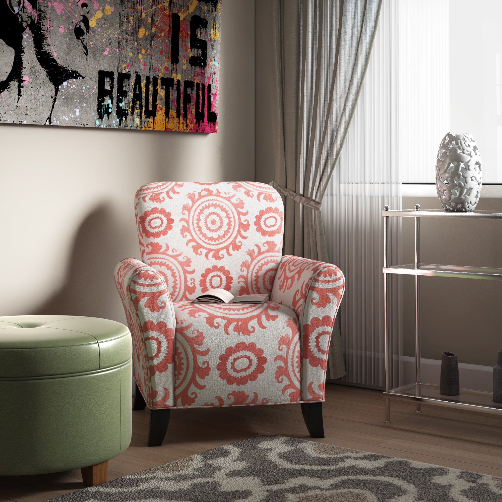 orange pattern chair