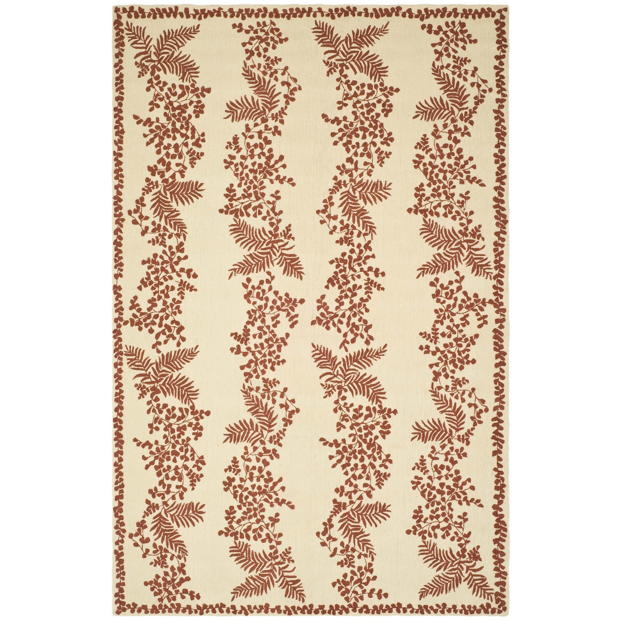 Martha Stewart Fern Row Red/ Dahlia Wool Rug (5 6 X 8 6)