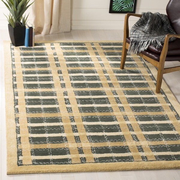 Martha Stewart by Safavieh Colorweave Plaidecornucopia Gold Wool/ Viscose Rug - 9' 6 x 13' 6