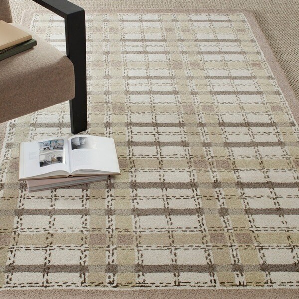 Martha Stewart by Safavieh Colorweave Plaid Sharkey Grey Wool/ Viscose Rug - 9' x 12'