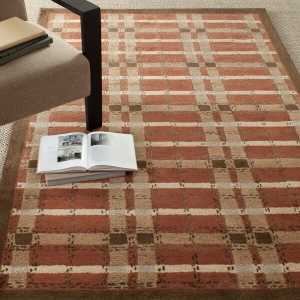 Martha Stewart by Safavieh Colorweave Plaid October Leaf Red Wool/ Viscose Rug - 9' x 12'