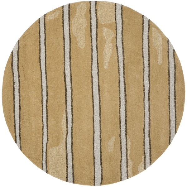 Martha Stewart by Safavieh Chalk Stripe Toffee Gold Wool/ Viscose Rug