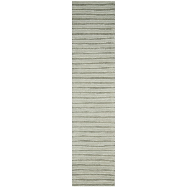 Martha Stewart by Safavieh Hand Drawn Stripe Nimbus Cloud Grey Wool/ Viscose Rug - 2' 3 x 10'