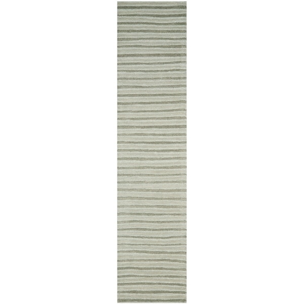Martha Stewart by Safavieh Hand Drawn Stripe Nimbus Cloud Grey Wool/ Viscose Rug - 2'3" x 10'