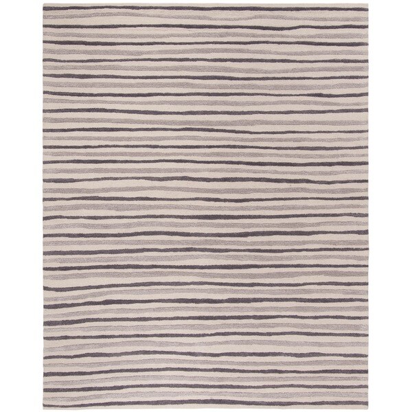 Martha Stewart by Safavieh Hand Drawn Stripe Tilled Soil Brown Wool/ Viscose Rug - 8' x 10'