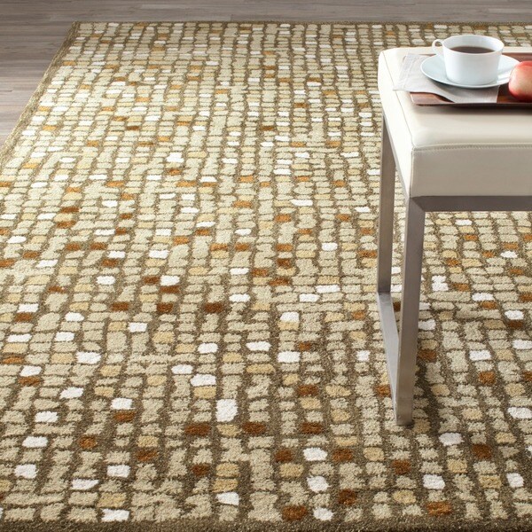 Martha Stewart by Safavieh Mosaic Oolong Tea Green Wool/ Viscose Rug - 8' x 10'
