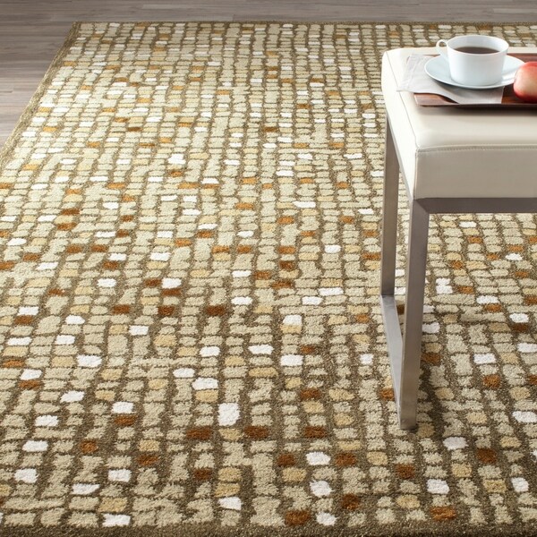 Martha Stewart by Safavieh Mosaic Oolong Tea Green Wool/ Viscose Rug - 8' x 10'