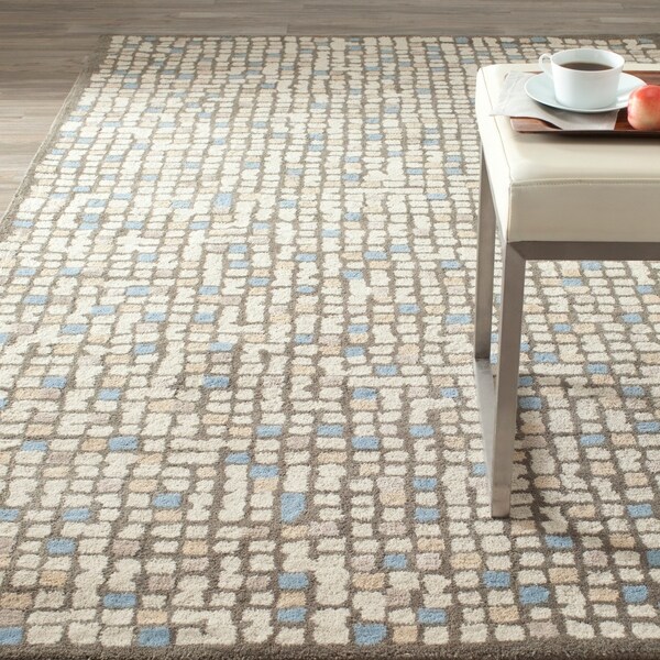 Martha Stewart by Safavieh Mosaic Hickory/ Beige Wool/ Viscose Rug - 8' x 10'