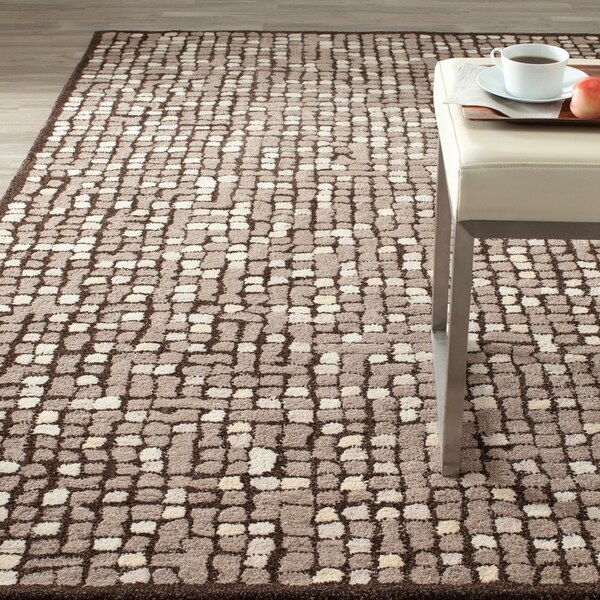 Martha Stewart by Safavieh Mosaic Wampum Purple Wool/ Viscose Rug - 9' x 12'