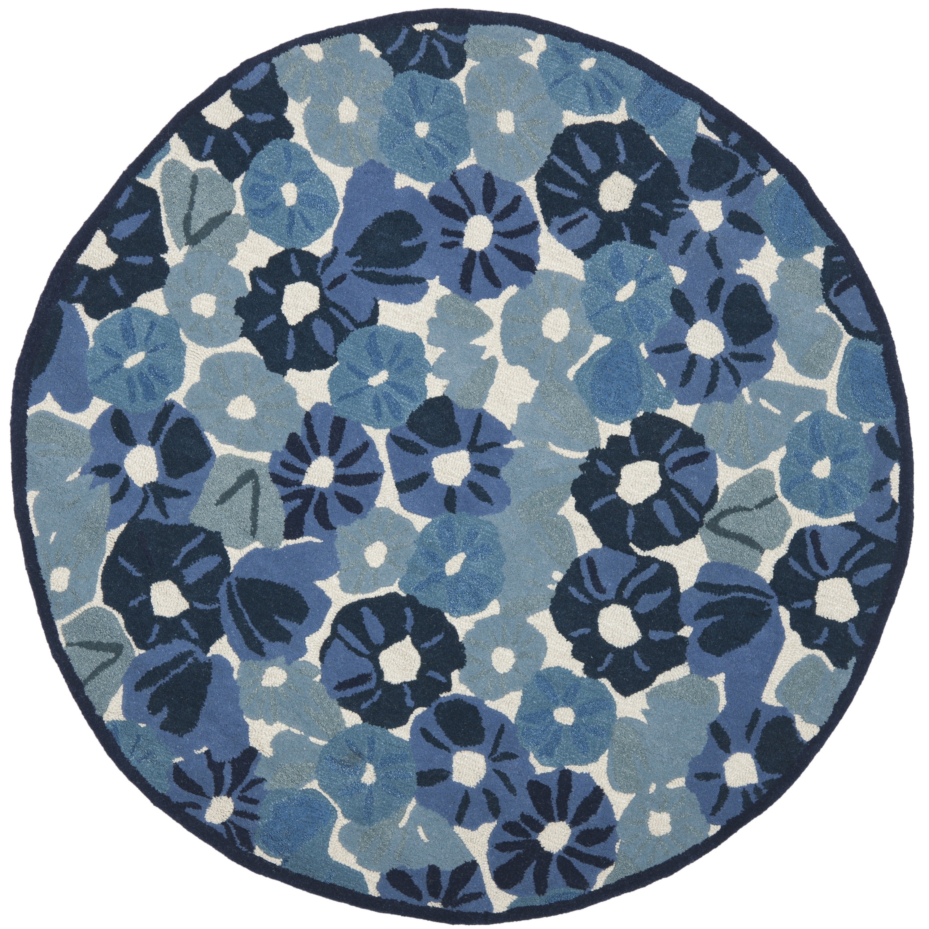 Martha Stewart Poppy Field Azurite Blue Wool/ Viscose Rug (6 Round)