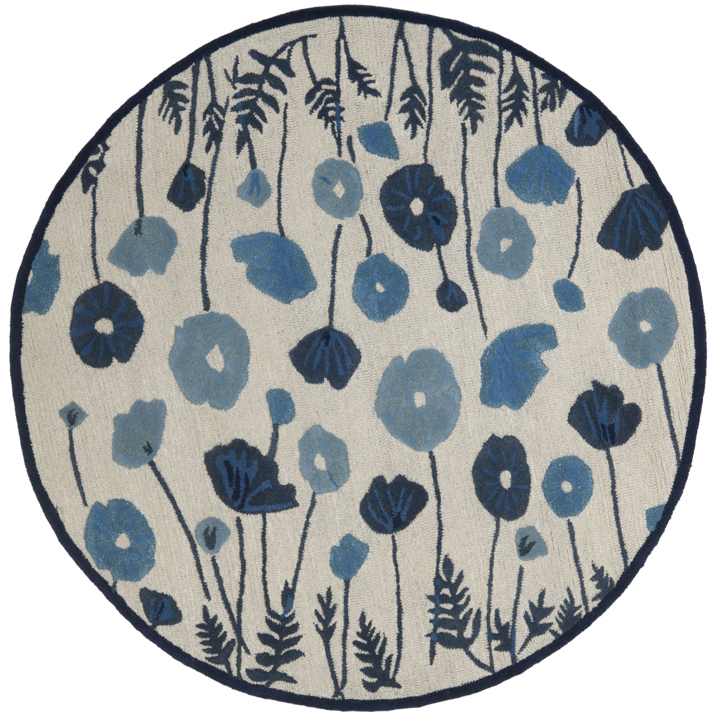 Martha Stewart Poppy Glossary Azurite Blue Wool/ Viscose Rug (6 Round)